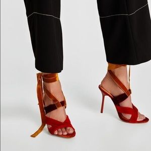 NWT ZARA SANDALS WITH VELVET STRAPS SANDALS SHOES
